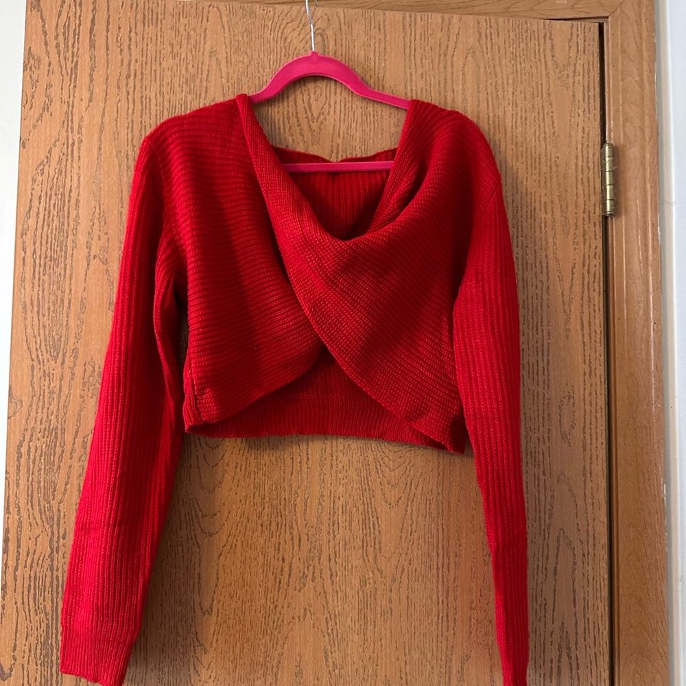 Reversible Red Cropped Sweater- Med- NWOT